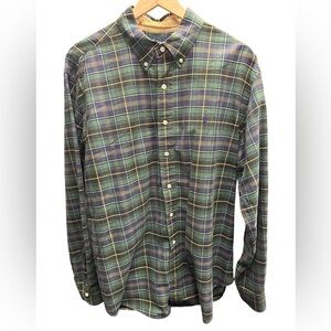 Ralph Lauren Classic Fit Green Plaid‎ Button Down Shirt Casual Preppy